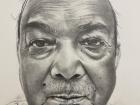 A pencil drawing of a weaver