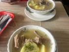 "Caldo de costilla," a traditional soup consisting of boiled beef ribs, potatoes, garlic, onion and cilantro
