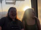 My friend Aubrey and I on the metrocable in Medellín (gondola lift system and form of public transit)