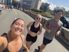 The woman behind the camera in this one! Hannah, Aubrey and Peter running during the Ciclovía in Medellín