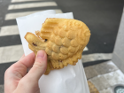 붕어빵 (bungeoppang), a popular fish-shaped pastry that is filled with sweet red bean paste and sold as a street snack