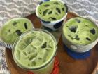 말차 라떼 (mal-cha la-tte), or matcha lattes, that my friends and I ordered at a local café