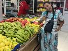 Shopping for fruit at Auchan (a local gorcery store) apples, bananas, and pineapples are in season!