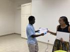 Edu recieving his certificate for completing our 3-month English course!