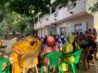 Gathering to watch the ceremony. They take place outside so that a lot of people can attend