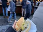 While it’s traditionally eaten with mustard, I ate my “3 im Weggla" at the Christkindlesmarkt (3 Nürnberger Rostbratwurst in bread), but I added Sauerkraut