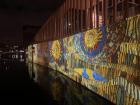 Ukrainian folk art projected on the side of a museum for Berlin's Festival of Lights