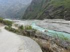 This is the Marsyangdi River with the Tal village in the distance