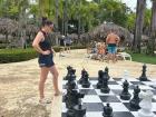 I don't have a picture of archery, but here is my sister playing giant chess at the resort