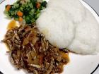 Here you see two items to go with the nsima (small fish and vegetables) but most meals it is only one