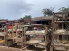 Live chickens being sold on the side of the road in Kauma Village. They don't kill the chicken; if you want to eat it, you have to do it yourself! 