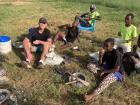 Eating nsima prepared by some of the students during a little retreat