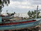 Brightly colored boats I saw while walking on the beach