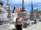 This is me at a Buddhist temple in the city of Nakhon Si Thammarat (Buddhism is Thailand's main religion, and a temple is a special place for prayers and learning, kind of like a church)