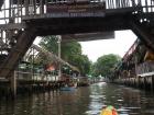There are many canals around Bangkok where water monitors live. Here is a beautiful view of a floating market from one of the canals