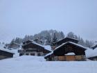 Snow-covered chalets create a winter wonderland!