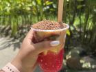 "Cholao" is a fruit salad served with shaved ice, chocolate poweder, and condensed milk