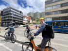 My friend Jack on a city bike during "Ciclovia"
