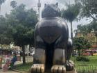 A cat sculpture in Plaza de Botero in Medellin