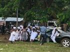 A group dressed in their best all-white outfits