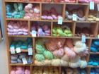 A variety of alpaca and sheep yarns used in textile manufacturing