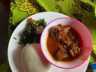 Nsima with beef and greens