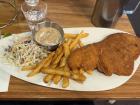 A massive portion of chicken schnitzel with some fries! It almost tasted like the chicken tenders back at home but less greasy!