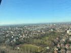 View of Mannheim from the top of the "Fernmeldeturm" tower, a large telecommunication tower on the city's edge. 
