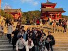 ESS club members taking a photo together at a shrine 
