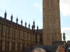 Big Ben in London! It has little gold details on it that shine in the sun