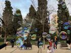 This is a picture of a park in Spain during a Saturday evening. 
