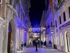 Here are the streets with lights at night during Carnevale.