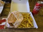 These are fries because they are bigger, and he burger was really good!