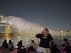 Posing at the Banpo Bridge Moonlight Rainbow Fountain show