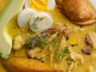 The soup Fanesca made with all its garnishes... yum!