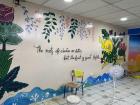 A mural in the English classroom that I created for my institution