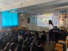 The English lab where students can watch videos and listen to songs in English