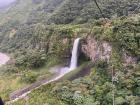 The waterfall, called a "pedacito del cielo," or "little piece of the sky"... you go by cable car to see it in mid-air!