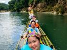 My friends and I had to take a bamboo raft to travel back from Barangay Yawan