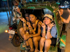 Typically, tricycles can fit up to 6 people, so my friends and I squeezed in tight