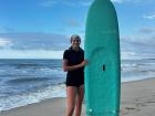 Me surfing at a beach near Tayrona