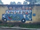 Mosaic art of a camioneta outside the zoo