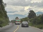 A camioneta heading down the mountain towards Xela