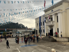 People lighting the big antorchas (torches) in our town square