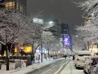 We got about an inch of snow. This was taken from the streets on Sinchon, the town area in front of my university.
