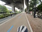 You can also ride bikes on this underpass. This is me riding a bike in the bike lane.