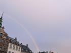 The rain subsided, and the grey day was repaid in color. A stunning rainbow appeared to light the way home.