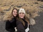 My twin sister, Kasey, and I in front of the largest volcano in the resever