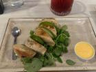 My first Italian dinner, tagliata di pollo veneto con crema al limone.