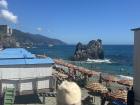 Enjoying gelato along the beach in the Cinque Terre